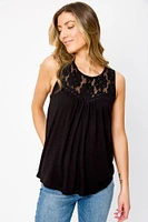 Lace Insert Sleeveless Top