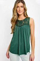 Lace Insert Sleeveless Top
