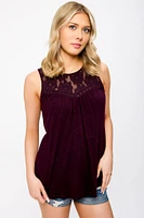Lace Insert Sleeveless Top