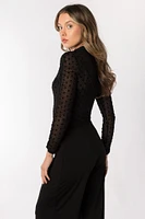 Mesh Polka Dot Mockneck Bodysuit