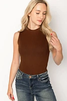 Mockneck Rib Sleeveless Bodysuit