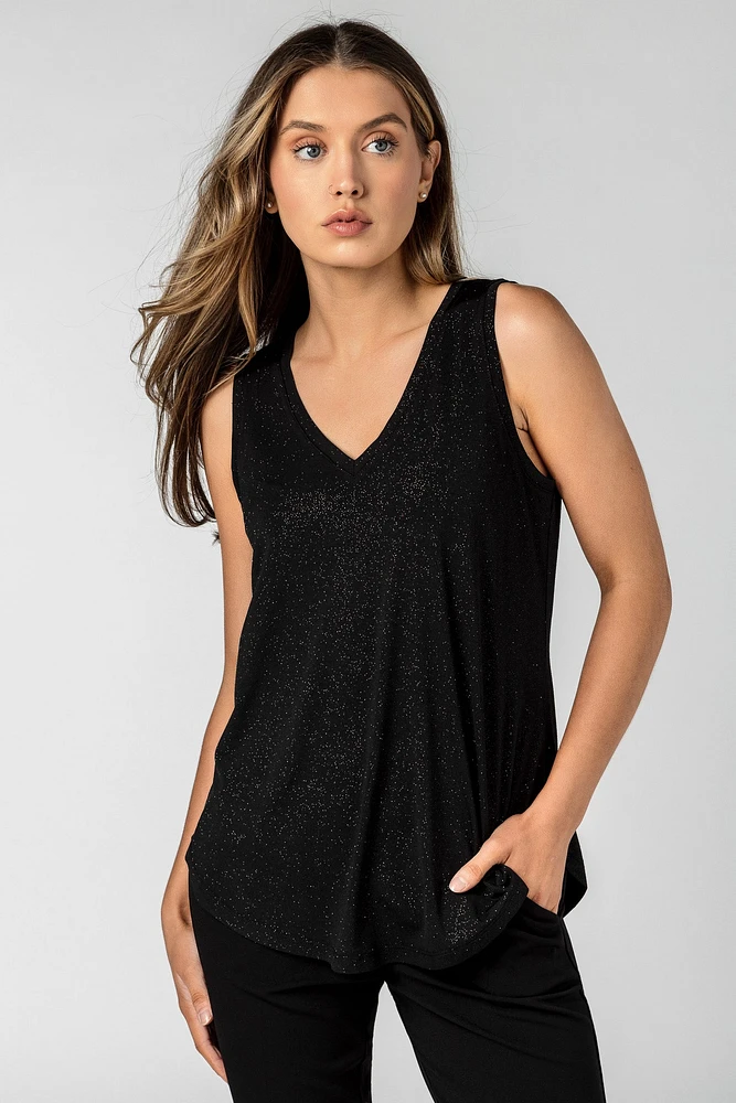 Glitter Sleeveless V-Neck