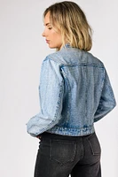 Moto Acid Wash Denim Jacket