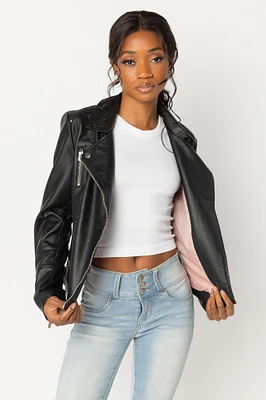 Only Gemma Faux Leather Biker Jacket