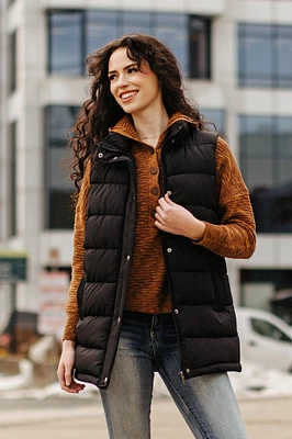 Quilted Puffer Mid-Length Vest