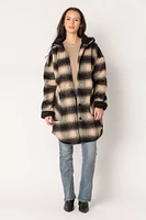 Plaid Shacket with Sherpa Trim