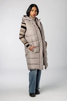 Hooded Midi Puffer Vest with Side Zippers