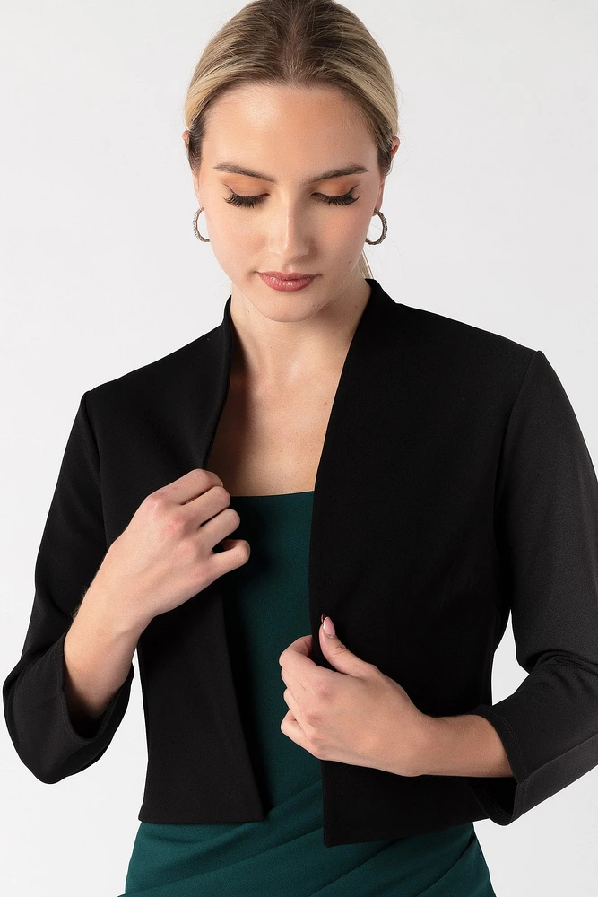 Stretch Crepe Cropped Shawl Blazer