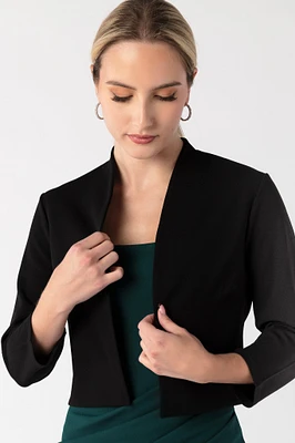 Stretch Crepe Cropped Shawl Blazer