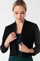 Stretch Crepe Cropped Shawl Blazer