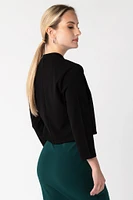 Stretch Crepe Cropped Shawl Blazer