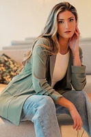 Stretch Crepe Blazer with Ruched Sleeves