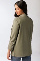 Stretch Crepe Blazer with Ruched Sleeves