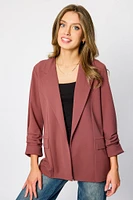 Stretch Crepe Blazer with Ruched Sleeves