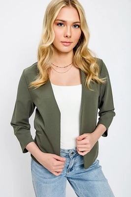 3/4 Sleeve Open Collarless Blazer