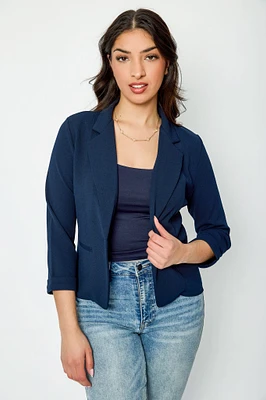 One-Button Blazer with Rolled Cuffs