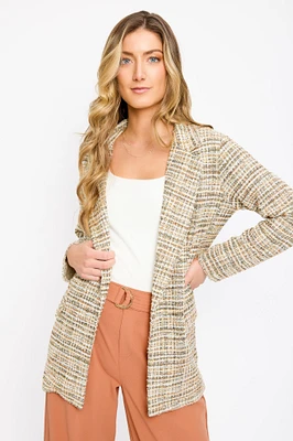 Flap Pockets Tweed Blazer