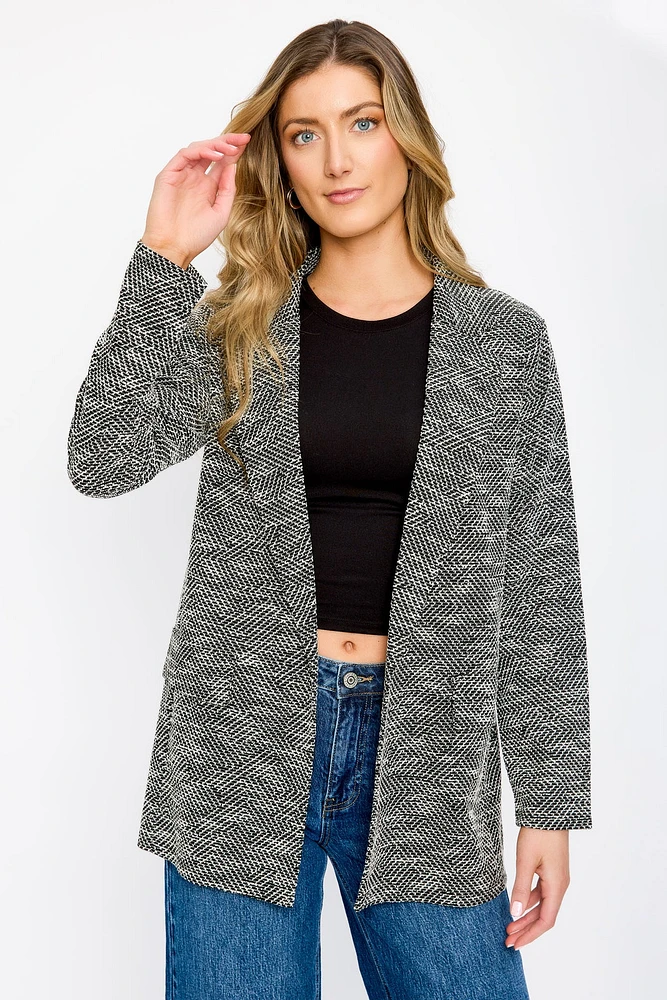 Flap Pockets Tweed Blazer