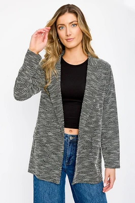 Flap Pockets Tweed Blazer