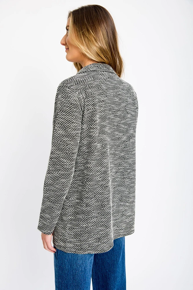 Flap Pockets Tweed Blazer