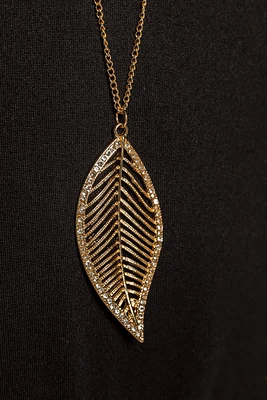 Rhinestone Leaf Necklace