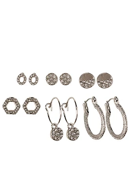 Set of 6 Stud and Mini Hoop Earrings