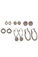 Set of 6 Stud and Mini Hoop Earrings