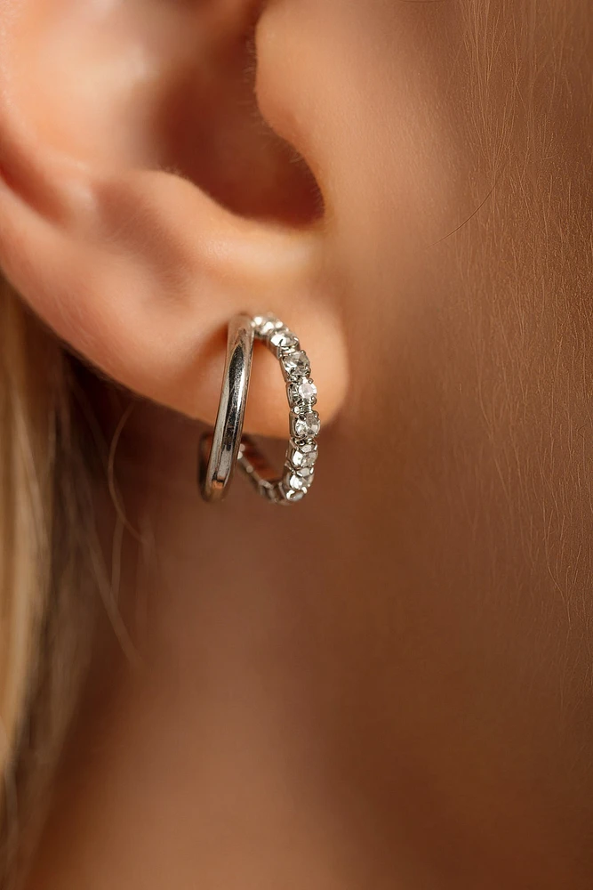 Small Double Huggie Hoop Earrings