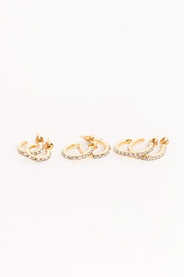 Rhinestone Hoop Earrings Set