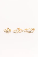 Rhinestone Hoop Earrings Set