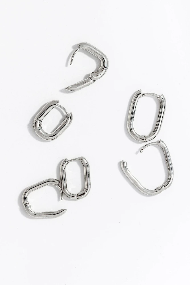 3-Pack Oval Hoop Earrings