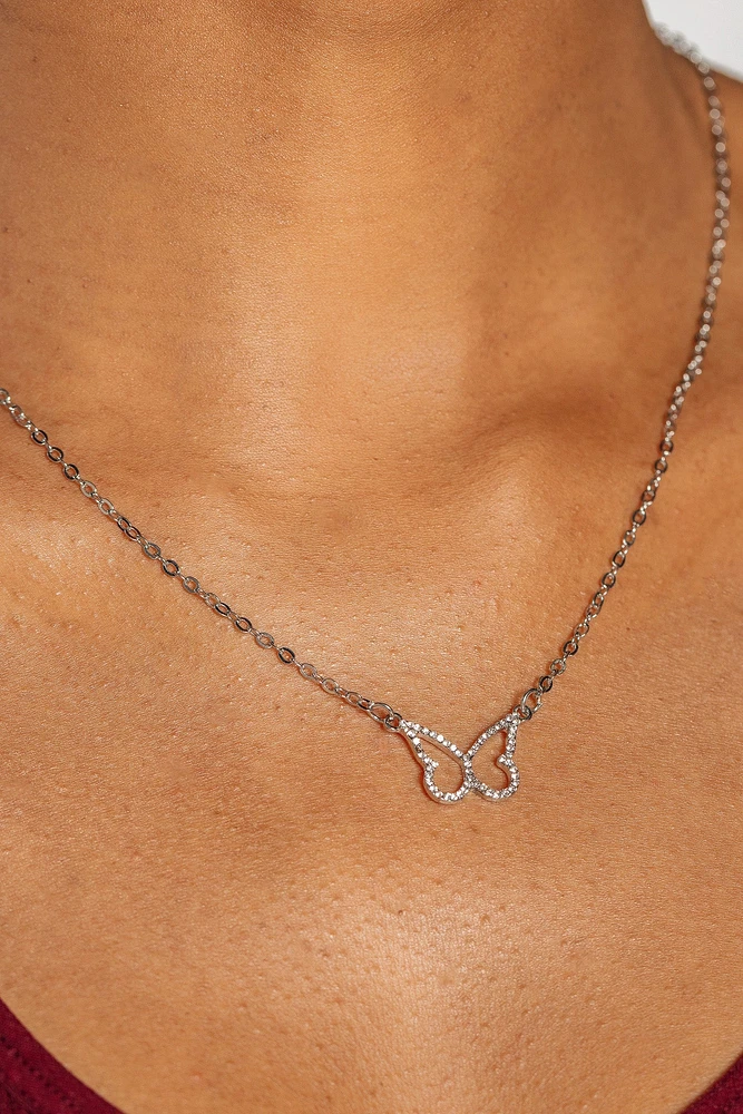 Necklace with Rhinestone Butterfly