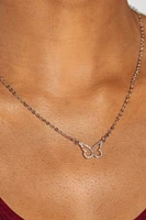 Necklace with Rhinestone Butterfly