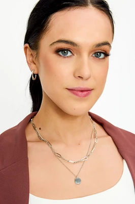 Circle Pendant Double-Row Necklace