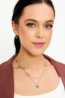Circle Pendant Double-Row Necklace