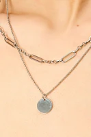 Circle Pendant Double-Row Necklace