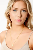 Engraved Heart Pendant Double-Strand Necklace