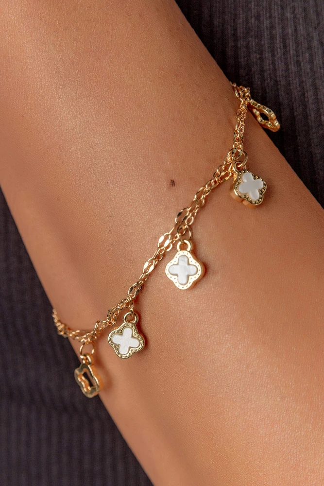 Clover Charm Double-Layered Bracelet