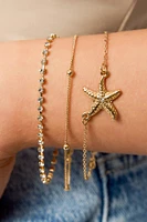 3-Pack Bracelets with Rhinestones and Starfish