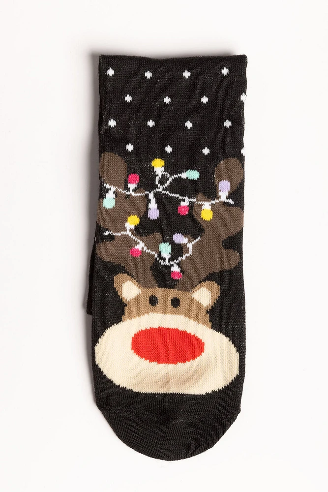 Reindeer with Christmas Lights Socks