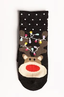 Reindeer with Christmas Lights Socks