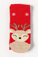 Baby Reindeer with Lurex Antlers Socks