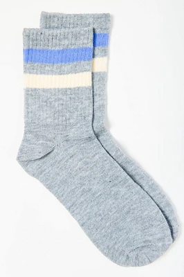 Striped Ribbed Crew Socks