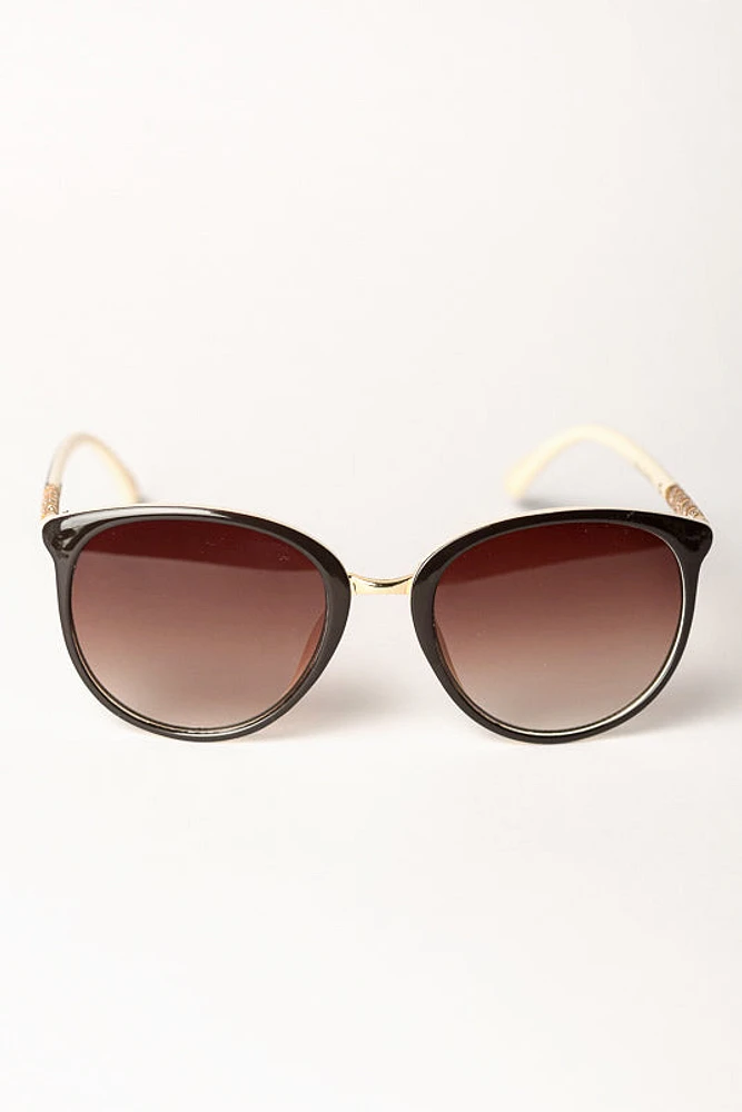 2-Tone Pantos Sunglasses with Glittery Metal Trim