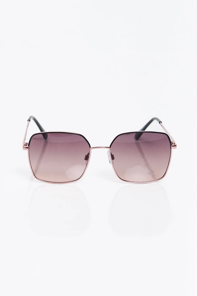 Rectangular Metal Frame Sunglasses