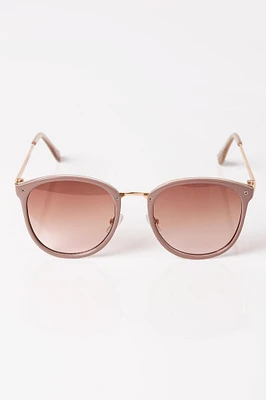 Rounded Pantos Sunglasses with Metal Trim