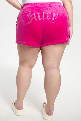 Plus-Size Big Bling Velour Shorts by Juicy Couture