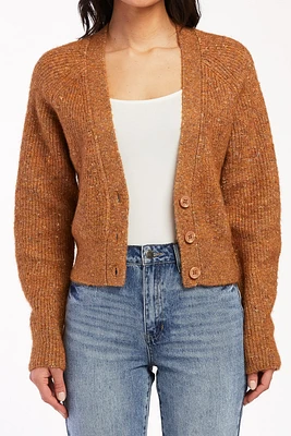 Damita Long Sleeve Raglan V-Neck Three Button Fron Cardigan