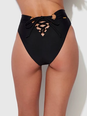 Rising Star High-Waisted Lace-Up Swim Bottom by Frederick's of Hollywood