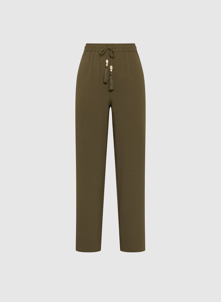Crinkle Wide-Leg Pants